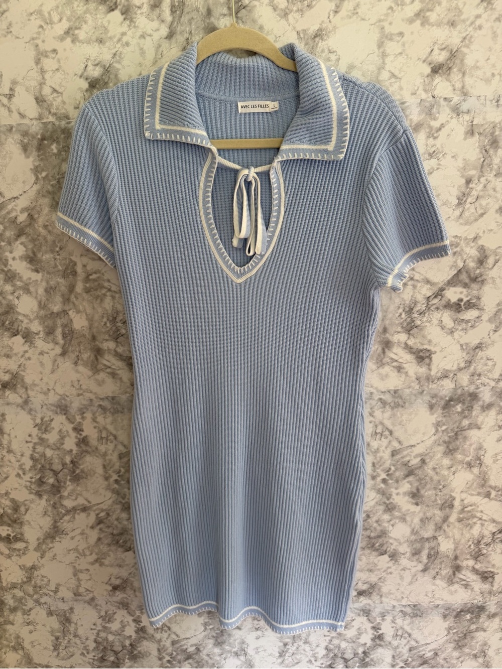 Avec Les Filles Knit Sweater Dress with collar